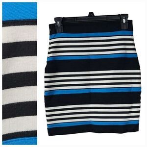 Express Black Striped Stretch Bodycon Mini Skirt Side Zip Pencil Short Fitted